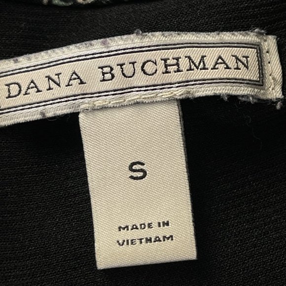 Dana Buchman Drape Front Paisley Print Top Womens S Black 3/4 Cowl Neck Ruched‎ - Picture 4 of 13